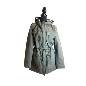 VTG 2016 Madden Girl Earthy Olive Green Forest Cozy Utility Fleece Hood Jacket L